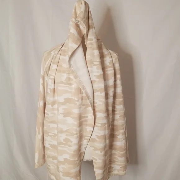 Lucky Brand Camouflage Open Front Lightweight Hooded Fleece Lined Sweatshirt S - Picture 7 of 11